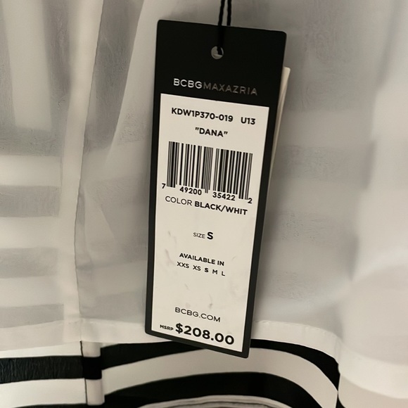 BCBG Dana open back tank black and white striped small NWT - Picture 7 of 11